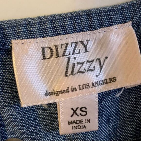 Dizzy Lizzy Chambray Jumpsuit Wide Leg Short Pants w/ Belt Sz XS Gorgeous - Picture 2 of 8